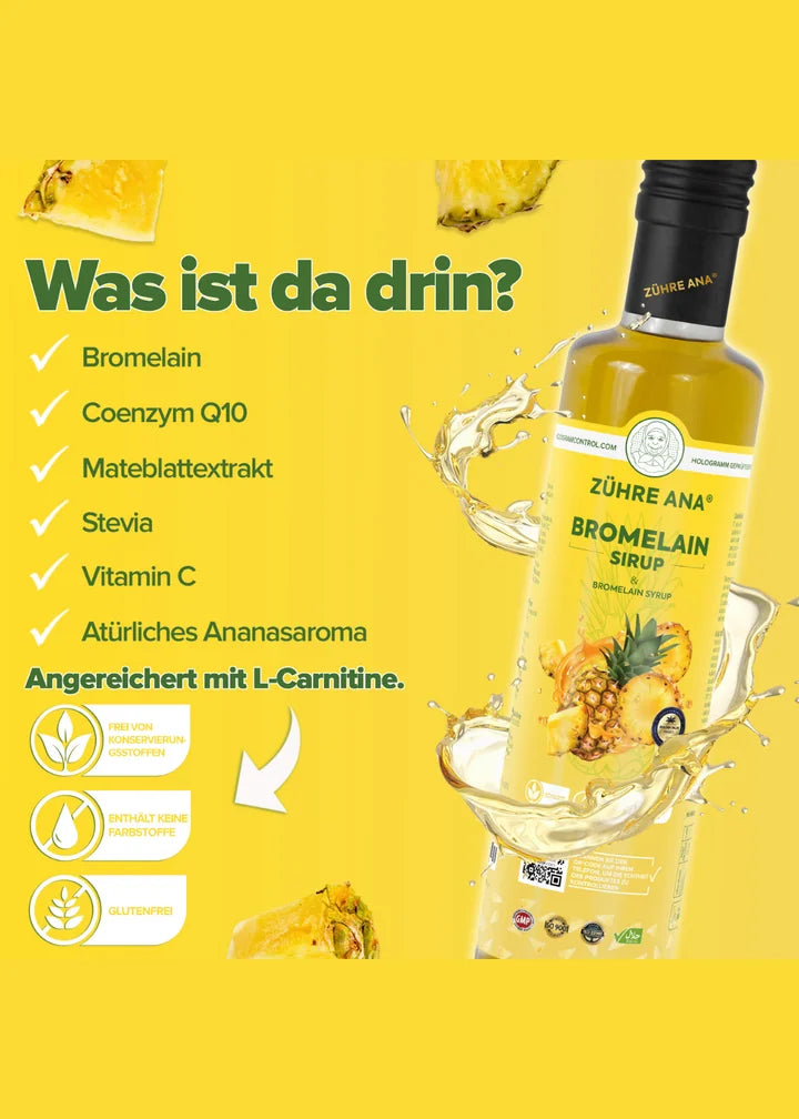 Zühre Ana Bromelain Sirup – 500 ml | Natürliches Enzym aus Ananas | Anteplim