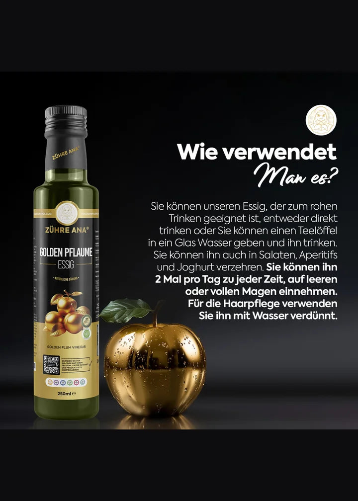 Zühre Ana Goldener Pflaumenessig Natürliche Fermentation (Altın Erik Sirkesi) 250ml