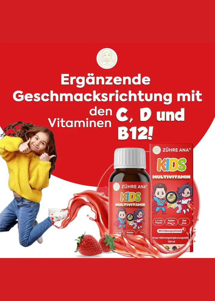 Zühre Ana Kids Çilekli Multivitamin Şurup – Çocuklar için Vitamin ve Mineral Desteği