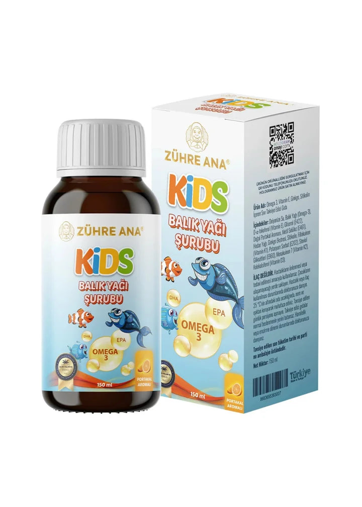 Zühre Ana Kids Omega 3 Fischöl Sirup 150ml (Orangengeschmack)