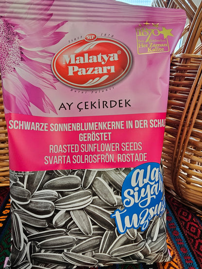Malatya Pazarı Schwarze Sonnenblumenkerne in der Schale geröstet ungesalzen 150 g