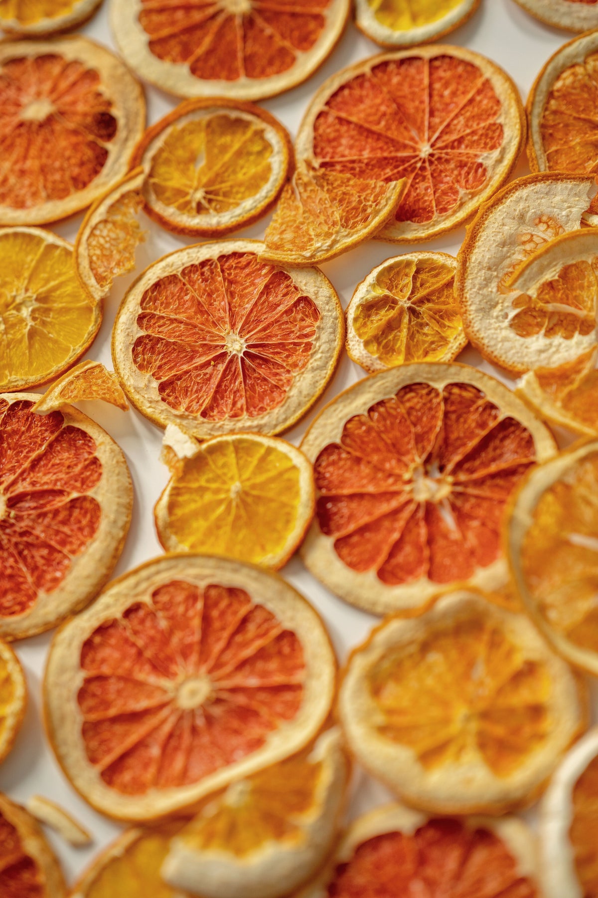 Close-up of assorted dried orange slices
