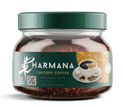 Harmana Instant Coffee with Chicory 150 g in jar with green lid
