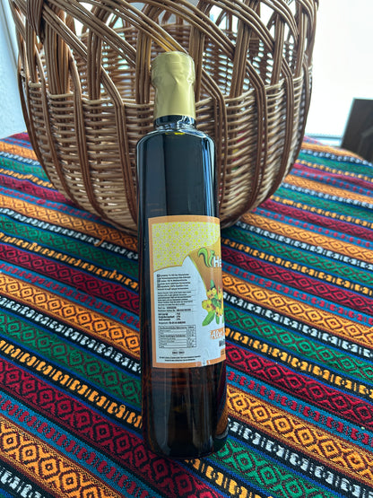 Dark Hawthorn Vinegar bottle showing ingredients, acidity and nutritional values