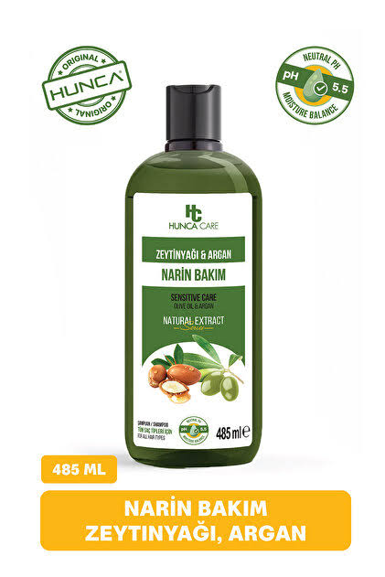 Green bottle of Hunca Care Keratin Repair Shampoo 485 ml with black cap