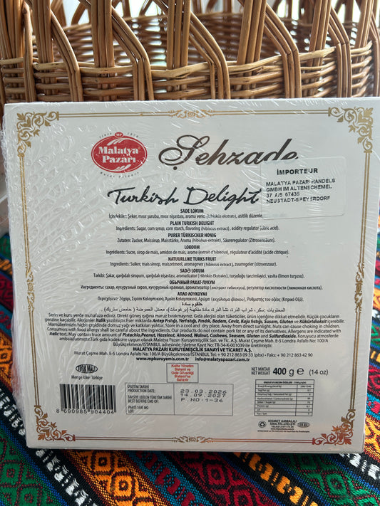 Malatya Pazarı Şehzade Lokum Natur 400 g