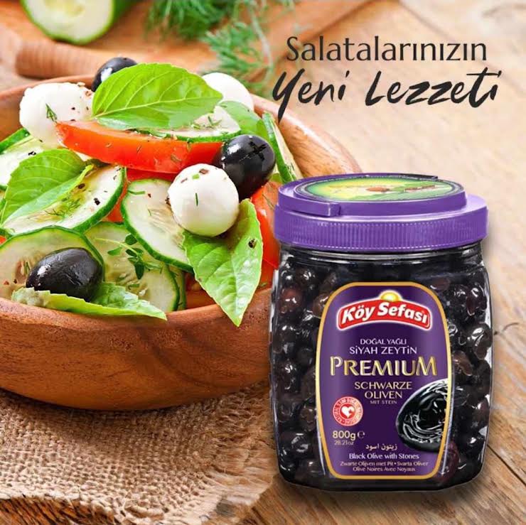 Köy Sefası Premium Natural Black Olives with Pits 800 g PET jar
