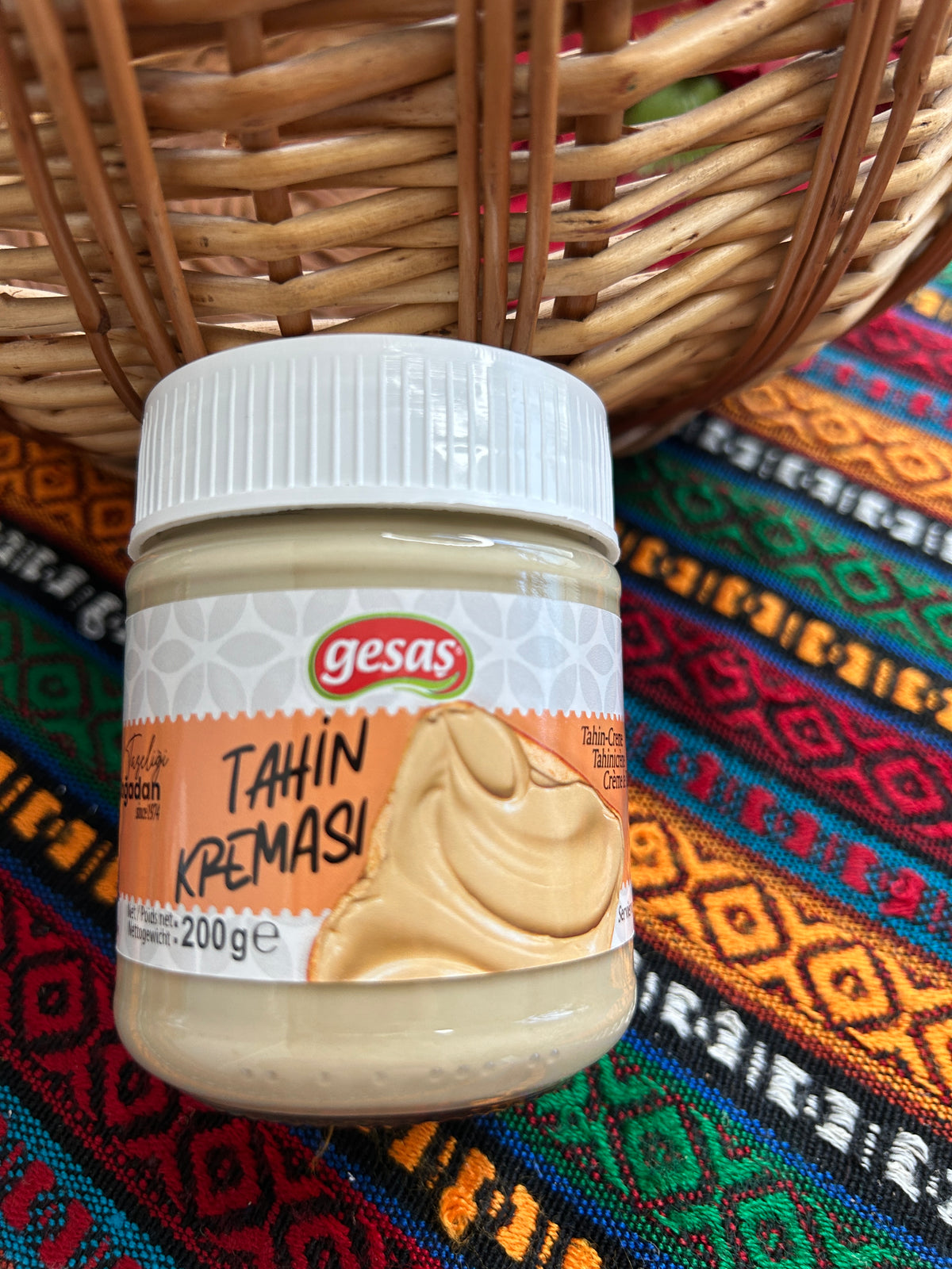 Gesas Tahini Cream 200 g in a glass jar with white screw lid