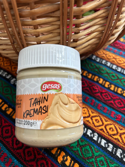Gesas Tahini Cream 200 g in a glass jar with white screw lid