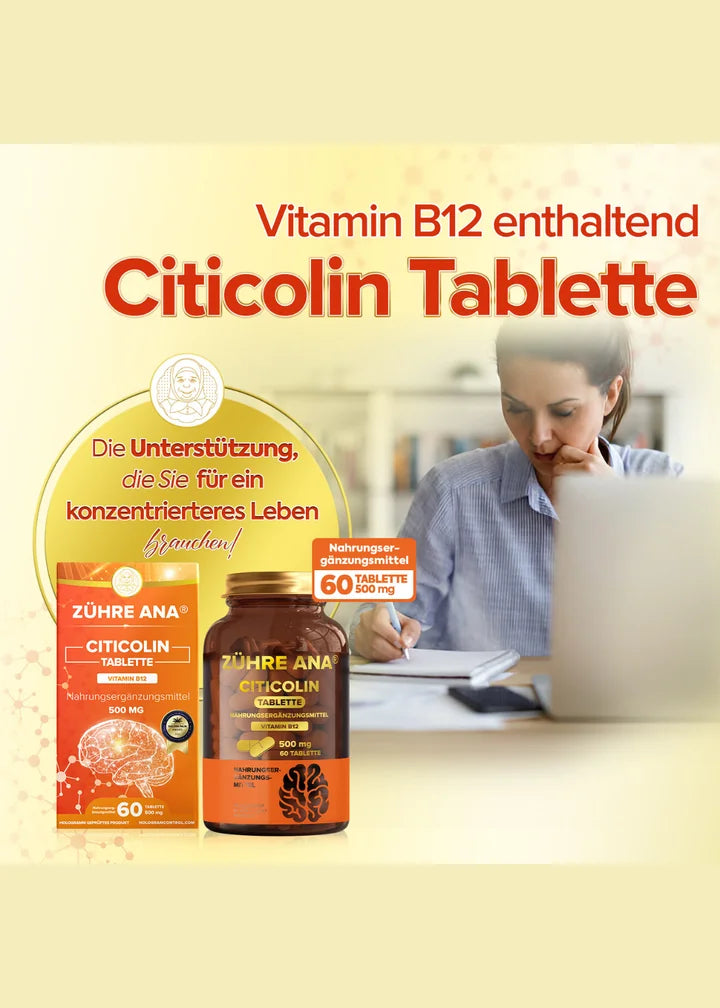 Zühre Ana Citicolin-500 mg 60 Tabletten enthalten Vitamin B12 (Sitikolin Tablet)