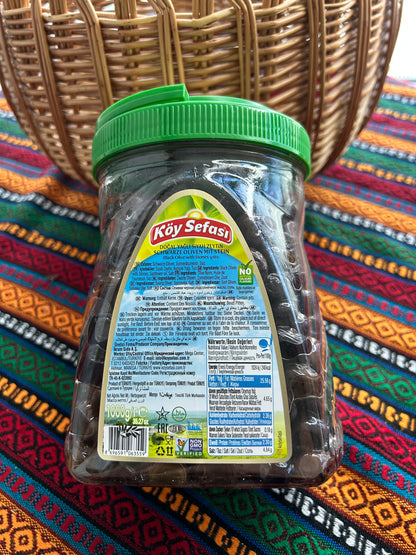 Köy Sefası black olives 1 kg pack showing ingredient and nutrition information