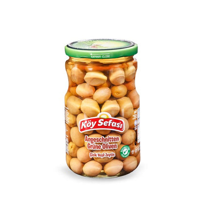 Köy Sefası Angeschnittene Grüne Oliven 400 g im Glas