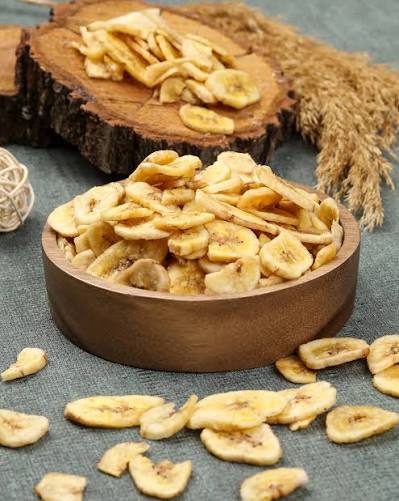 Close-up of dried banana slices 